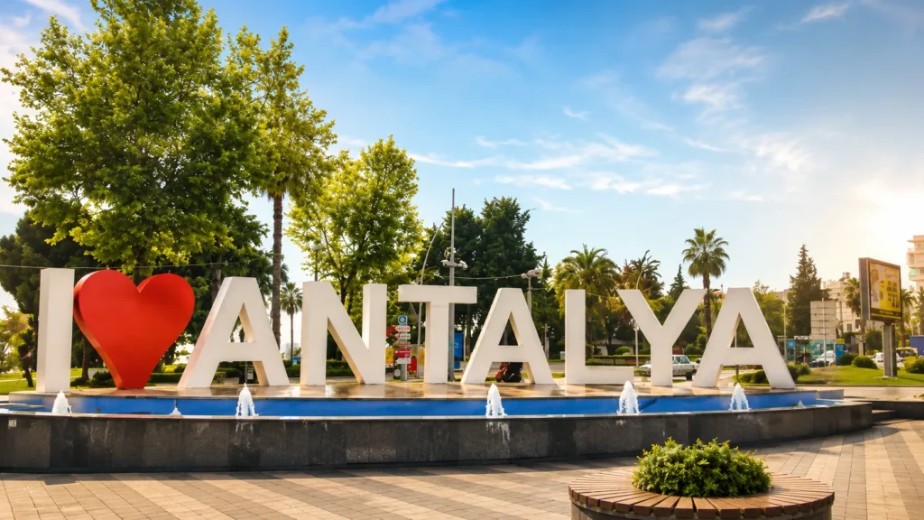 Antalya şehir tabelası ve turistik karşılama noktası