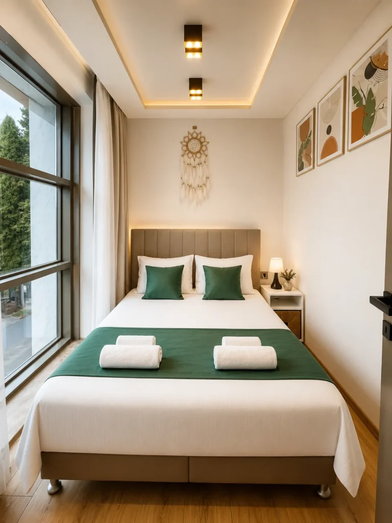 Diker Port Residence çift kişilik yatak odası Konyaaltı