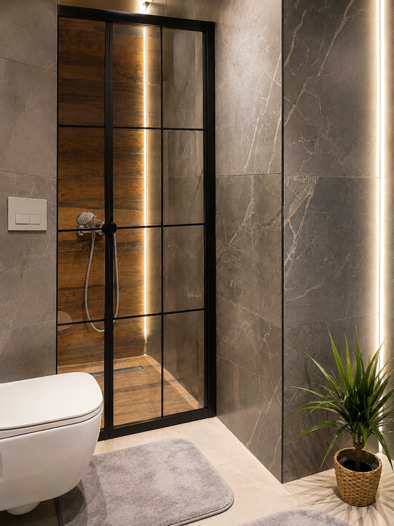 Diker Port Residence ferah banyo ve lavabo alanı