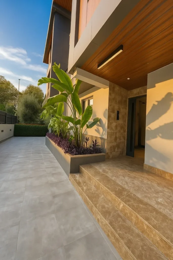 Diker Port Residence bahçeli site içi yürüyüş yolu