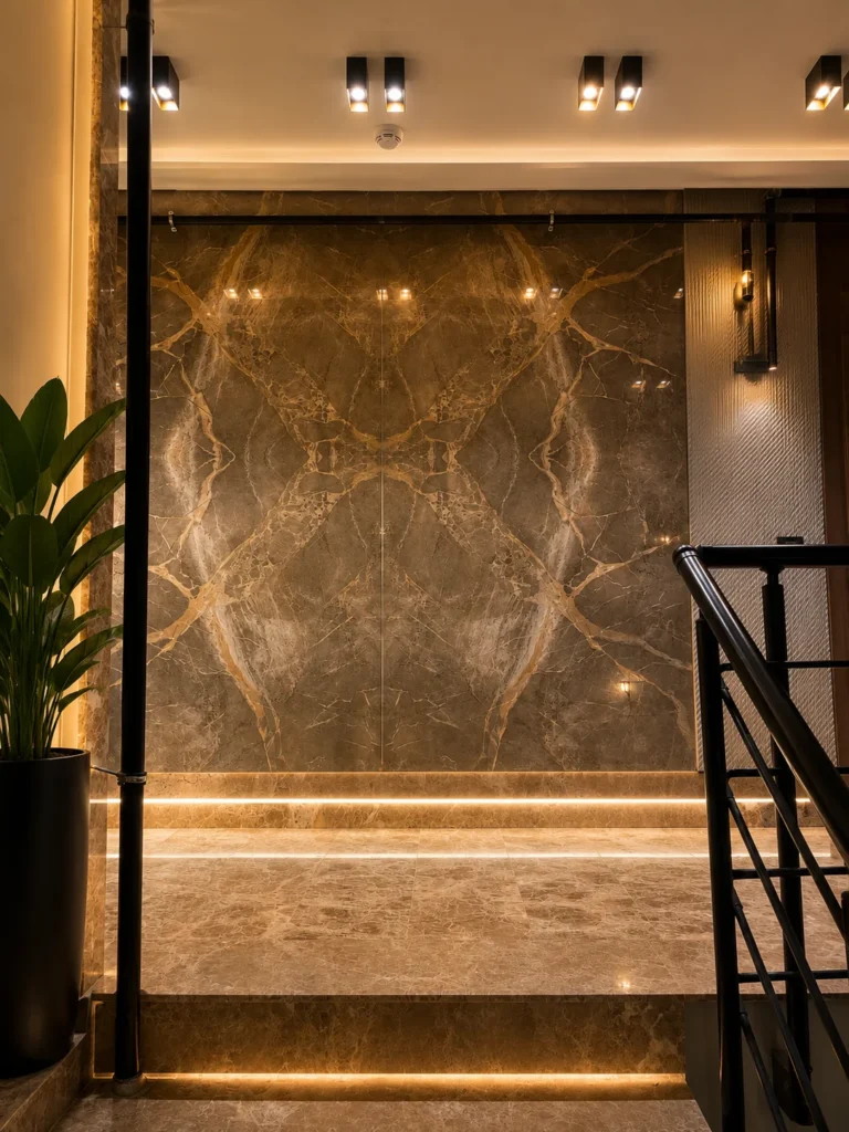 Diker Port Residence teras gece manzarası Konyaaltı