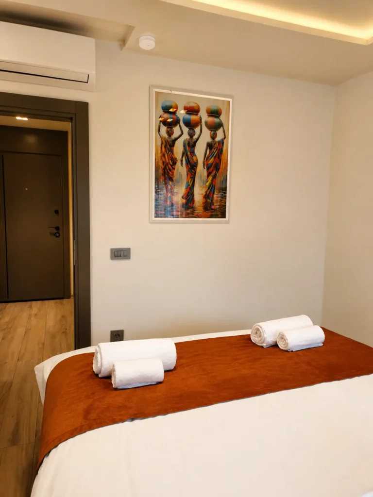Diker Port Residence çift kişilik yataklı oda