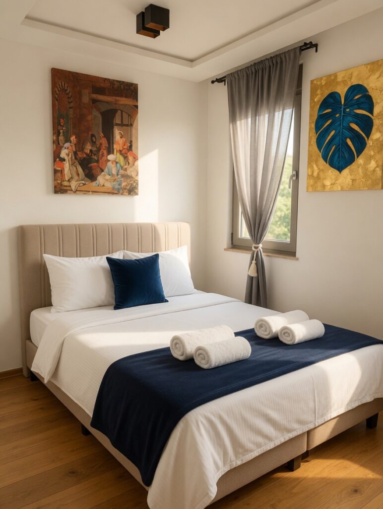 Antalya Konyaaltı lüks günlük kiralık daire yatak odası