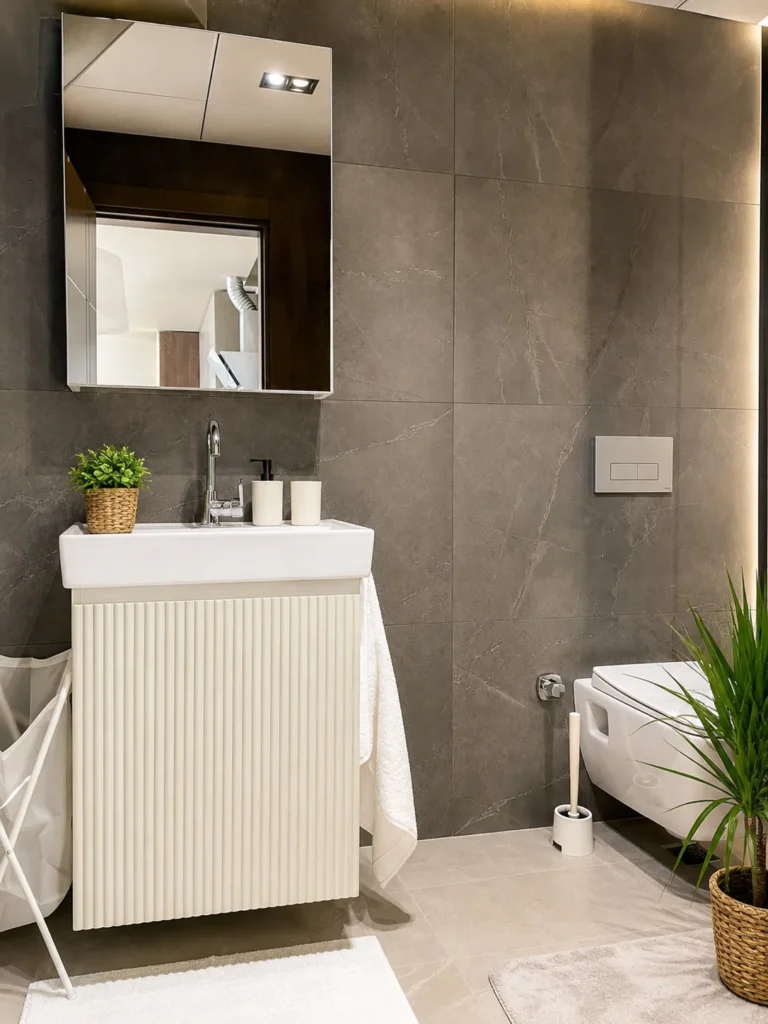 Konyaaltı temiz banyolu apart daire lavabo alanı