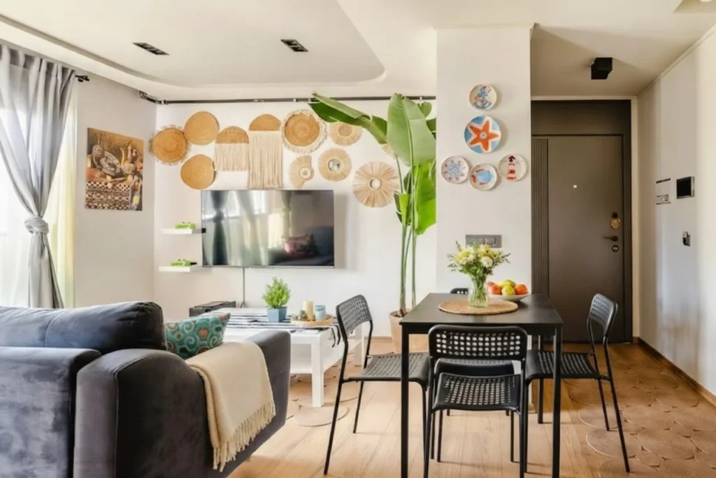 Diker Port Residence modern salon ve yemek alanı