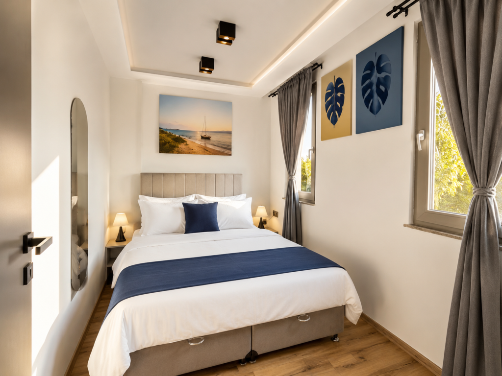 Konyaaltı günlük kiralık dubleks daire yatak odası